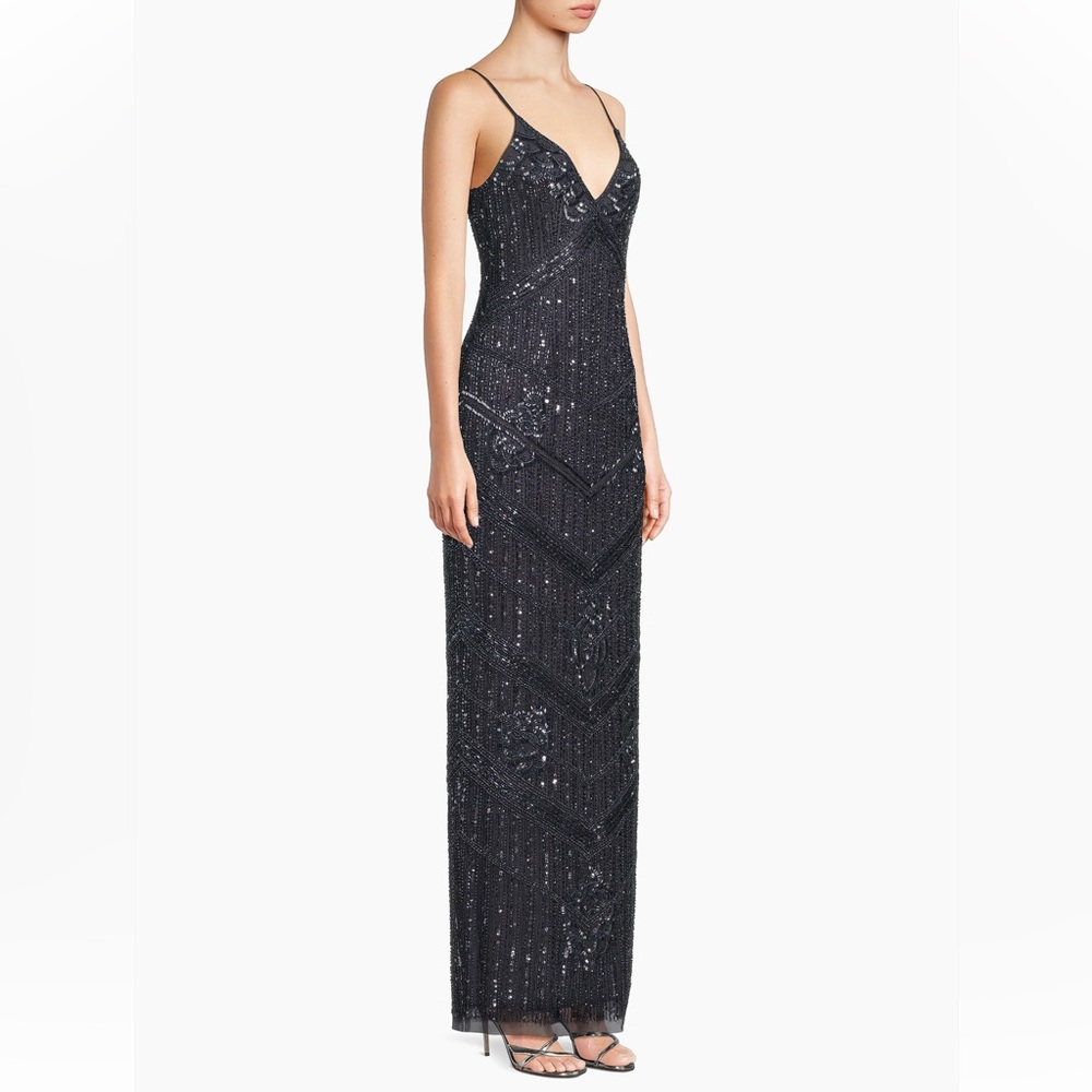 Aidan Mattox Embellished Tulle Sleeveless Gown - Picture 2 of 8